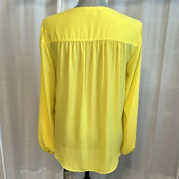 INC Wrap V Neck Long Sleeve Blouse in Yellow, Size M - Picture 3 of 12